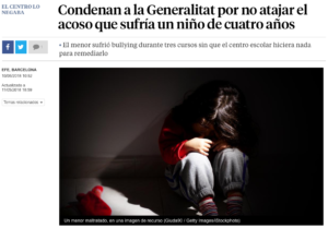 Condenan a la Generalitat por no atajar el acoso que sufría un niño de cuatro años