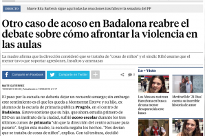 La Vanguardia: otro caso de acoso en Badalona reabre el debate sobre cómo afrontar la violencia en las aulas