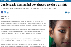 El País: condena a la Comunidad por el acoso escolar a un niño